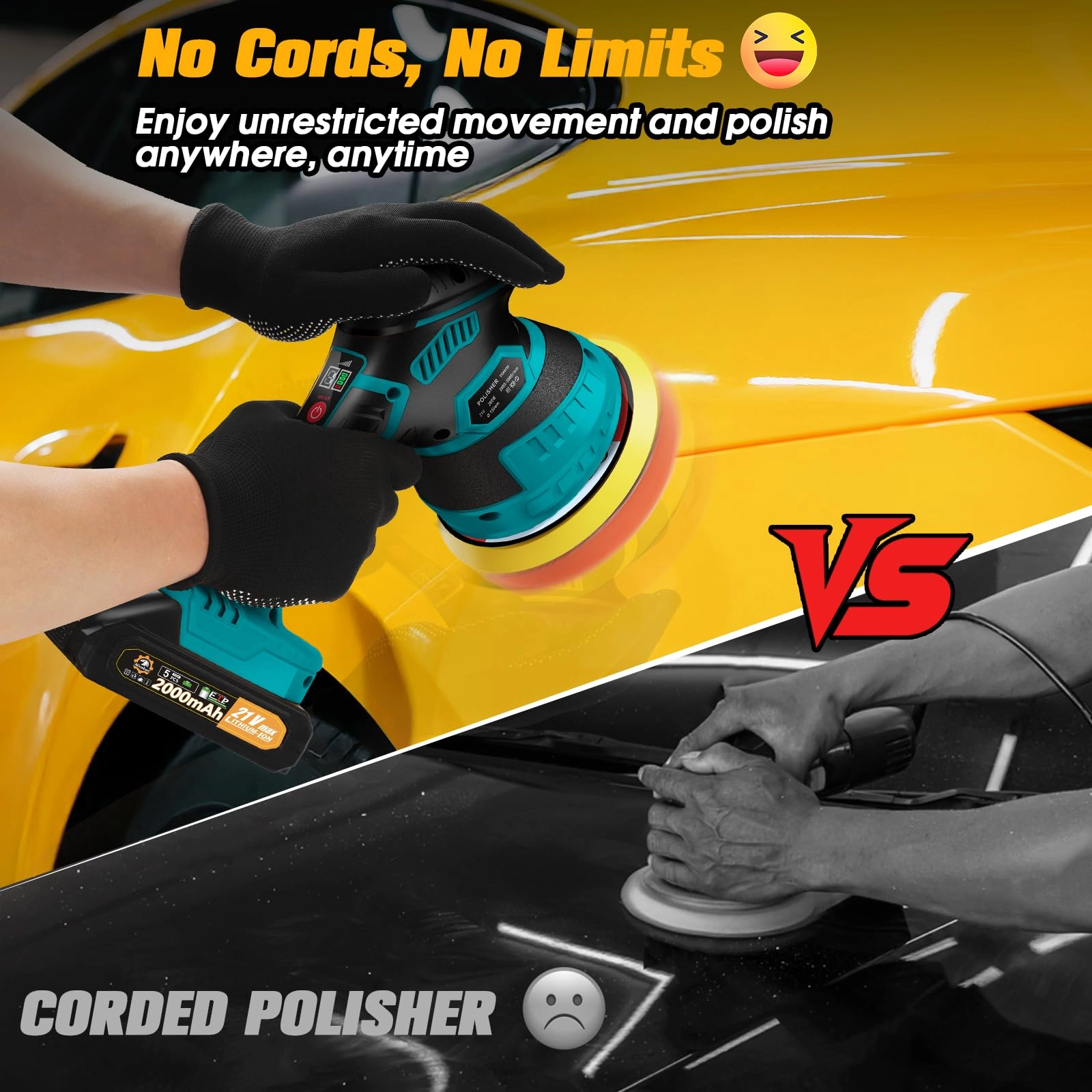 Cordless Car Buffer Polisher - 5'' 6''