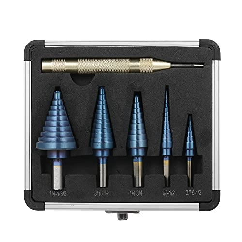 Step Drill Bit - 5pcs HSS + Automatic Center Punch