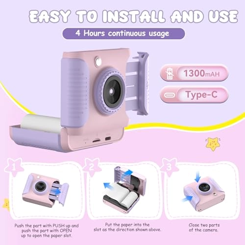 Instant Print Camera - 2.4 Inch Screen 1080P