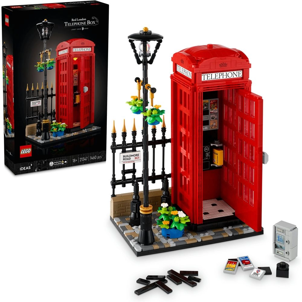 LEGO Red London Telephone Box (21347) - Model Kit Mobile Phone Stand
