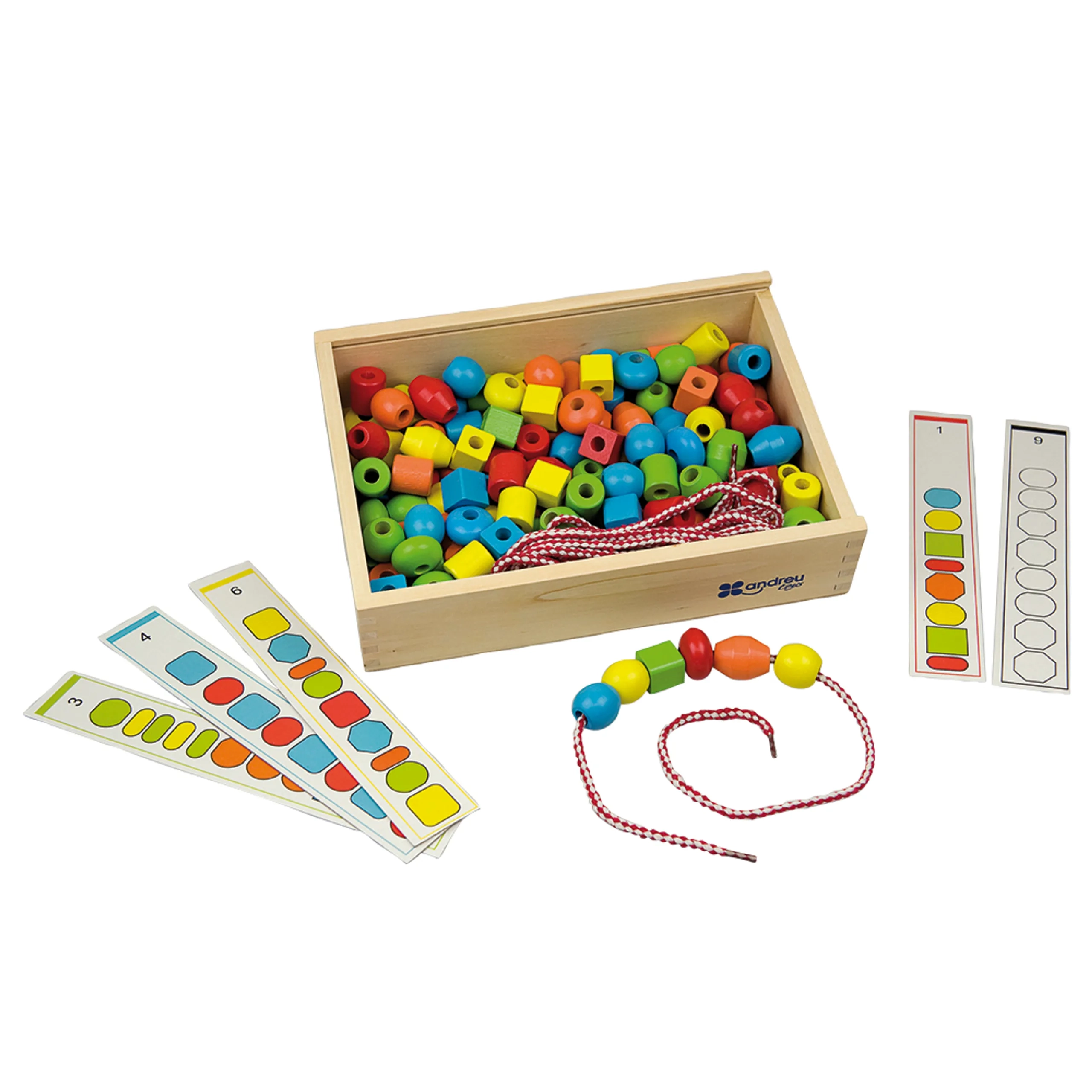 ANDREU Toys Threading Shapes Kit - 3 years+ 130 pieces