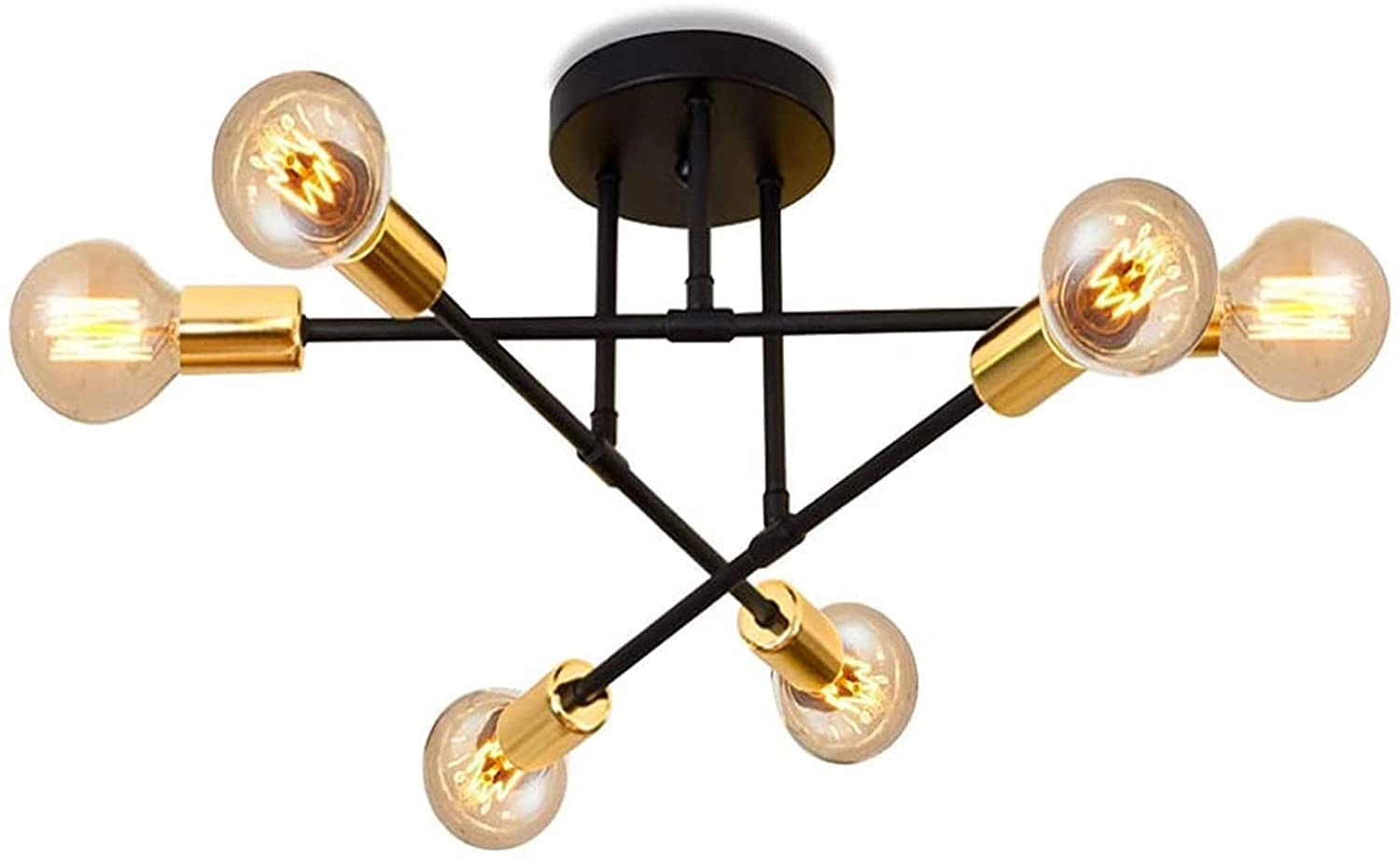 Retro Metal Chandelier Sputnik - E27 6 Lights Gold