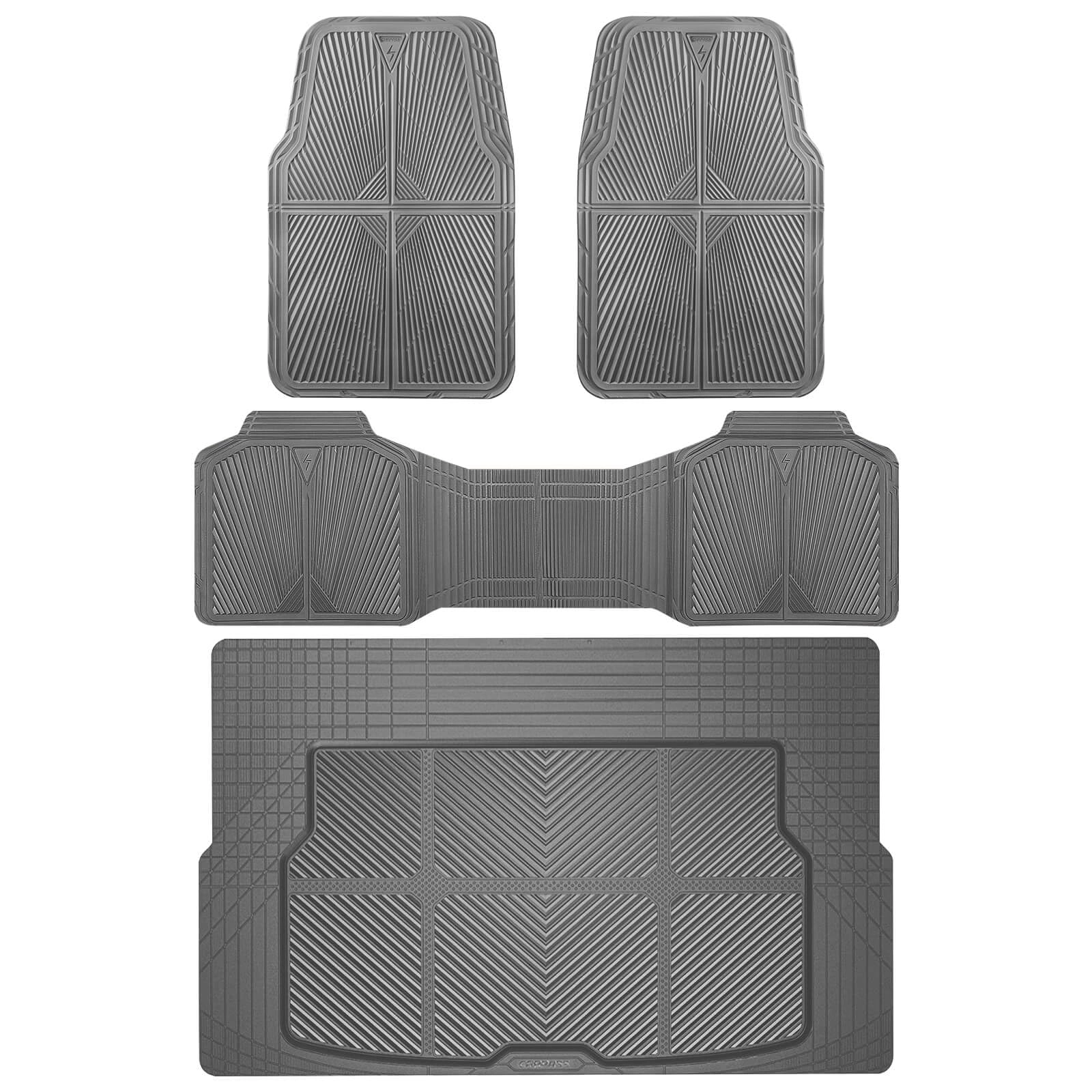 Rubber Floor Mats & Cargo Liner - Gray Universal Fit 5-Piece