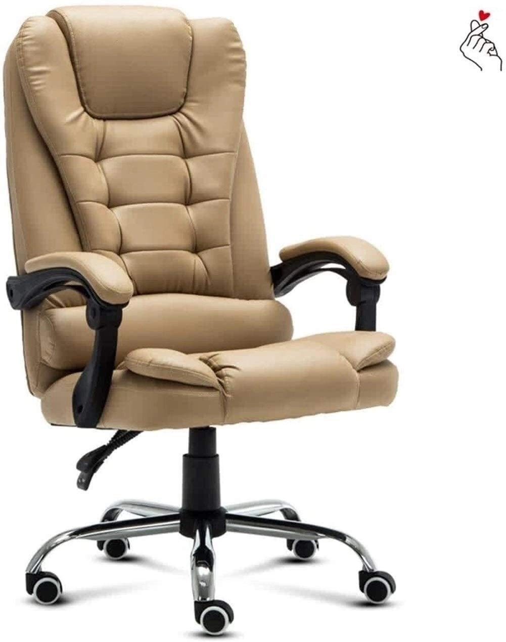 Desk Chair - PU Leather Brown High Back