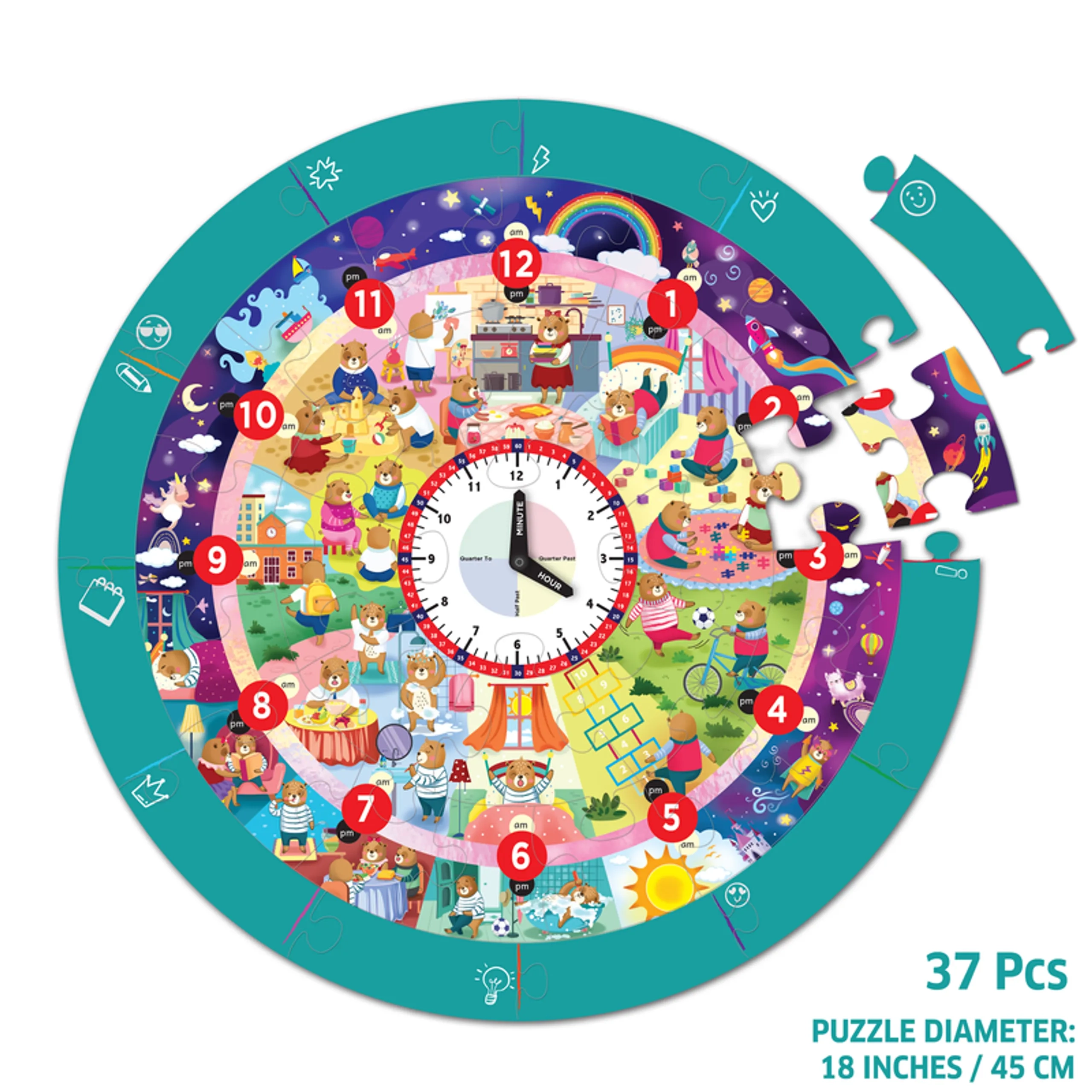 Busy Bear's Time Puzzle - 3 to 6 years 37 Pcs