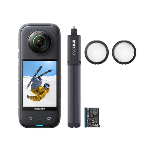X3 - 360 5.7K + Case + Invisible Selfie Stick - 70cm + Extra Battery + Lens Cap + Memory Card - 64GB