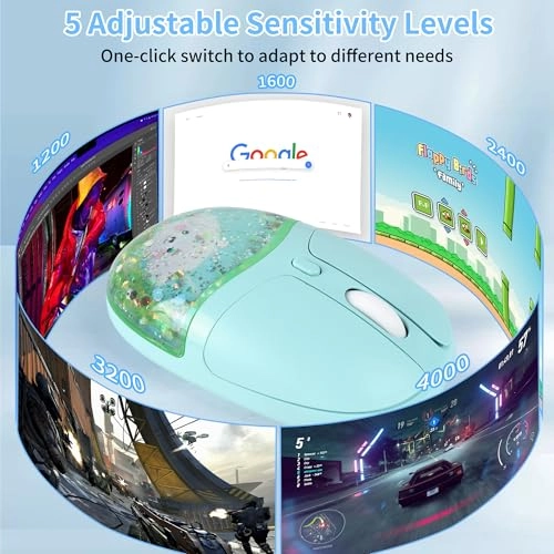 Aqua Mouse with Liquid Quicksand Sequins - Bluetooth USB