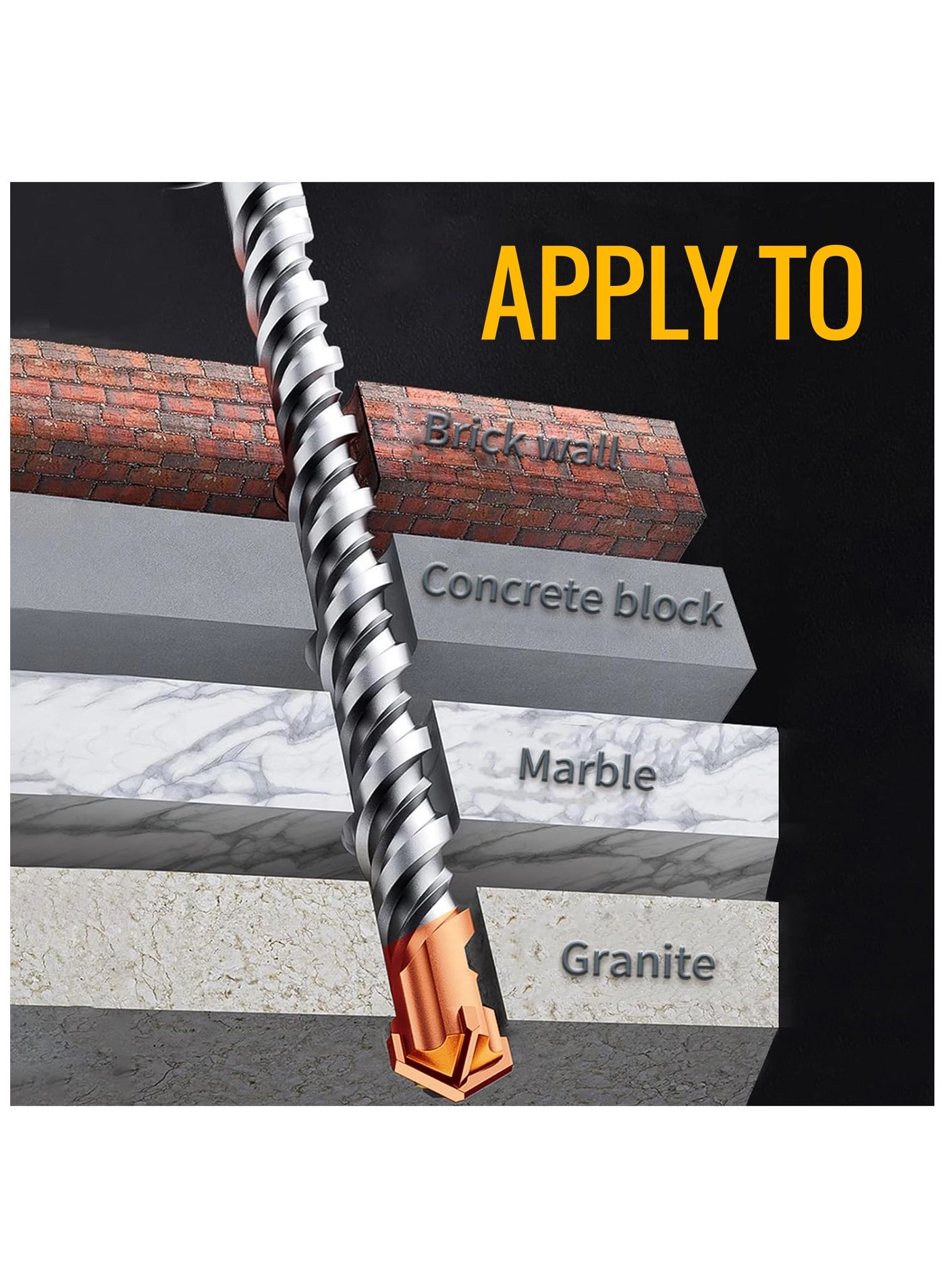 Cross Concrete Hammer Drill Bits - Iron 3pcs