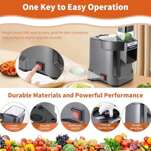 3-in-1 Electric Vegetable Cutter - 100W Stainless steel blades