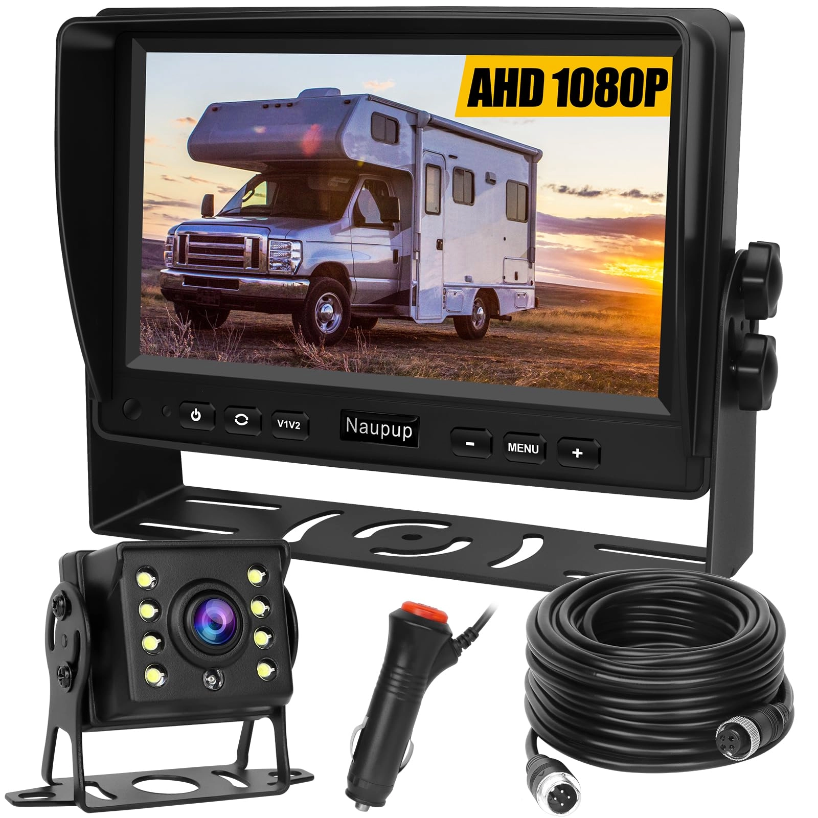 Naupup Backup Camera - 8 LED Wired 1080P