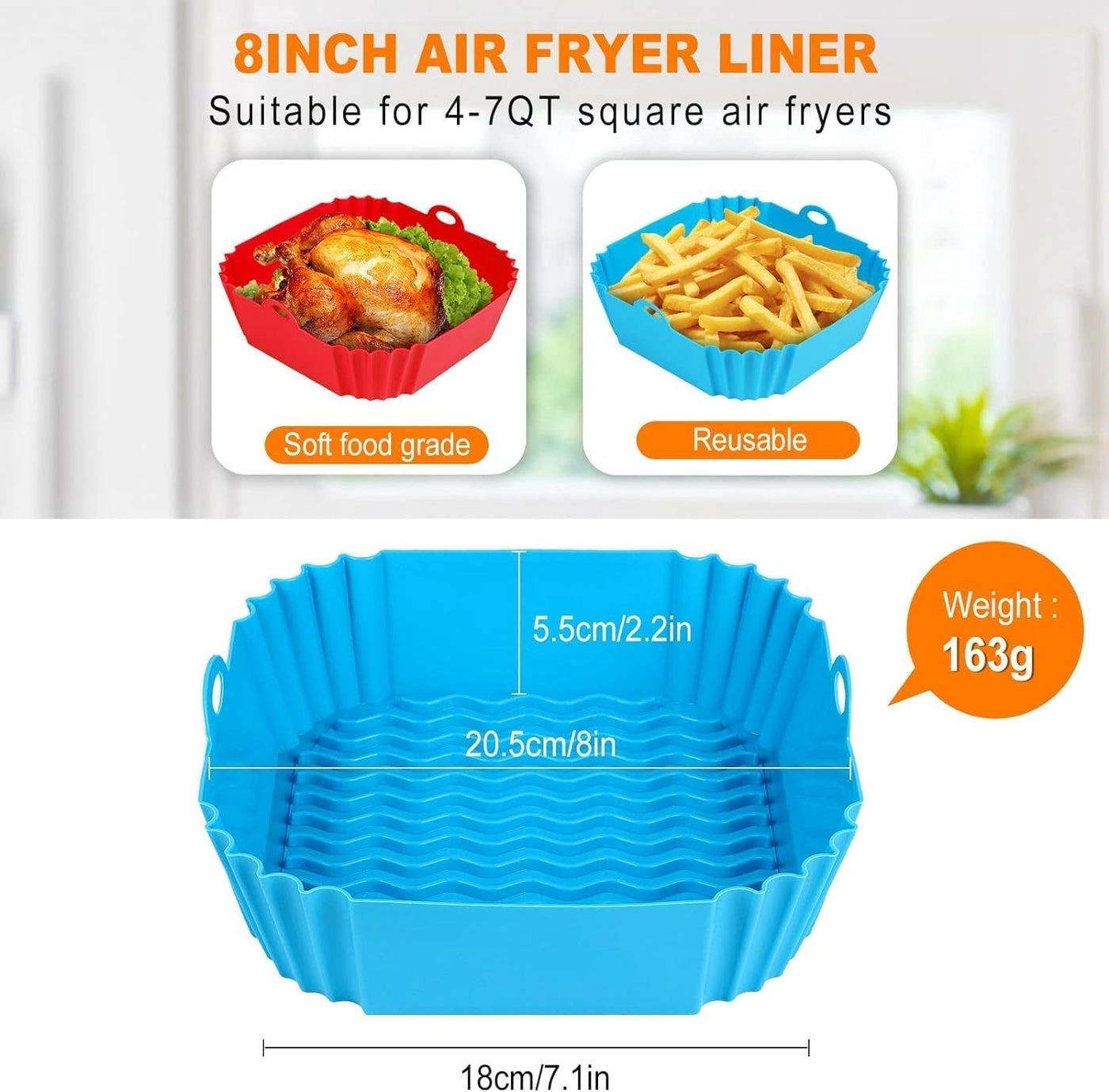 Square Air Fryer Accessories - Silicone 6Pack