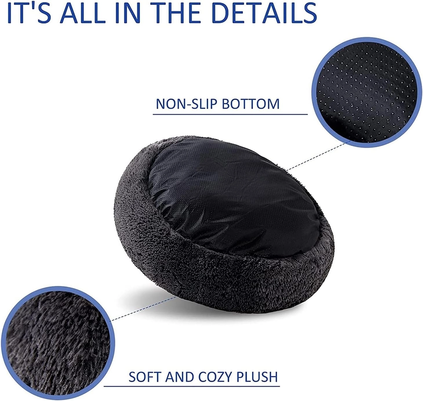 Velor Round Plush Dog Bed - 50 x 15cm