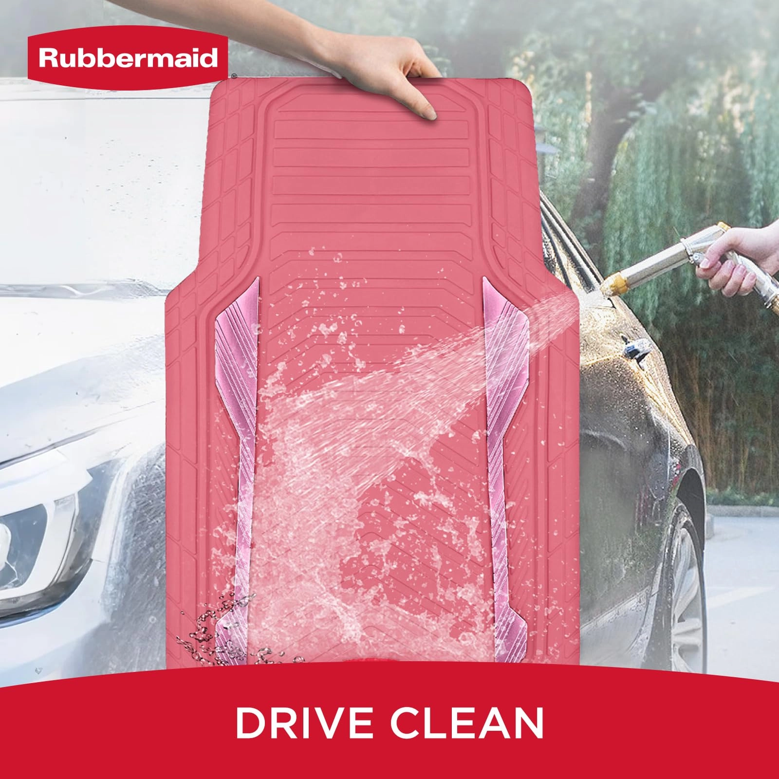 Car Floor Mat - Pink & Silver Universal Fit All-Weather