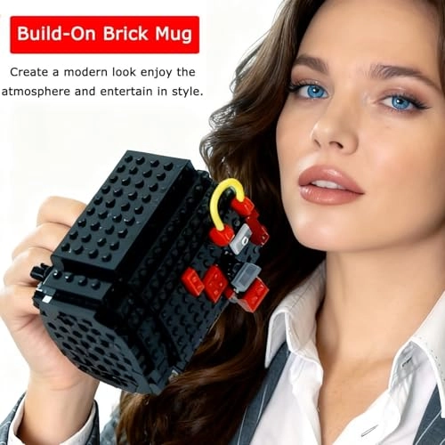 Build-On Brick Plastic Mug - 3 Bags of Bricks 350 ml