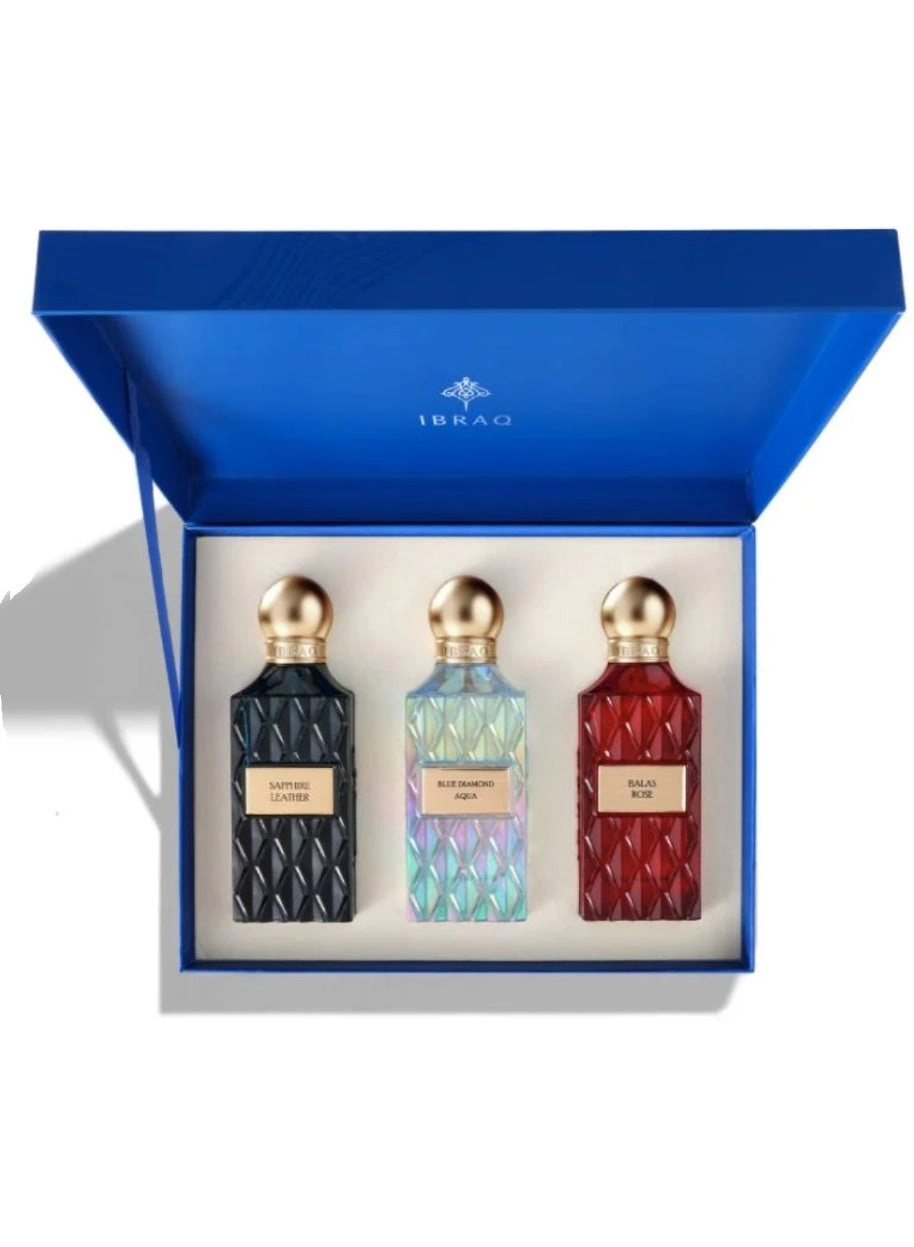 Ibrahim Al Qurashi Saphire Leather - Eau de Parfum 75ml + Balas Rose + Blue Diamond