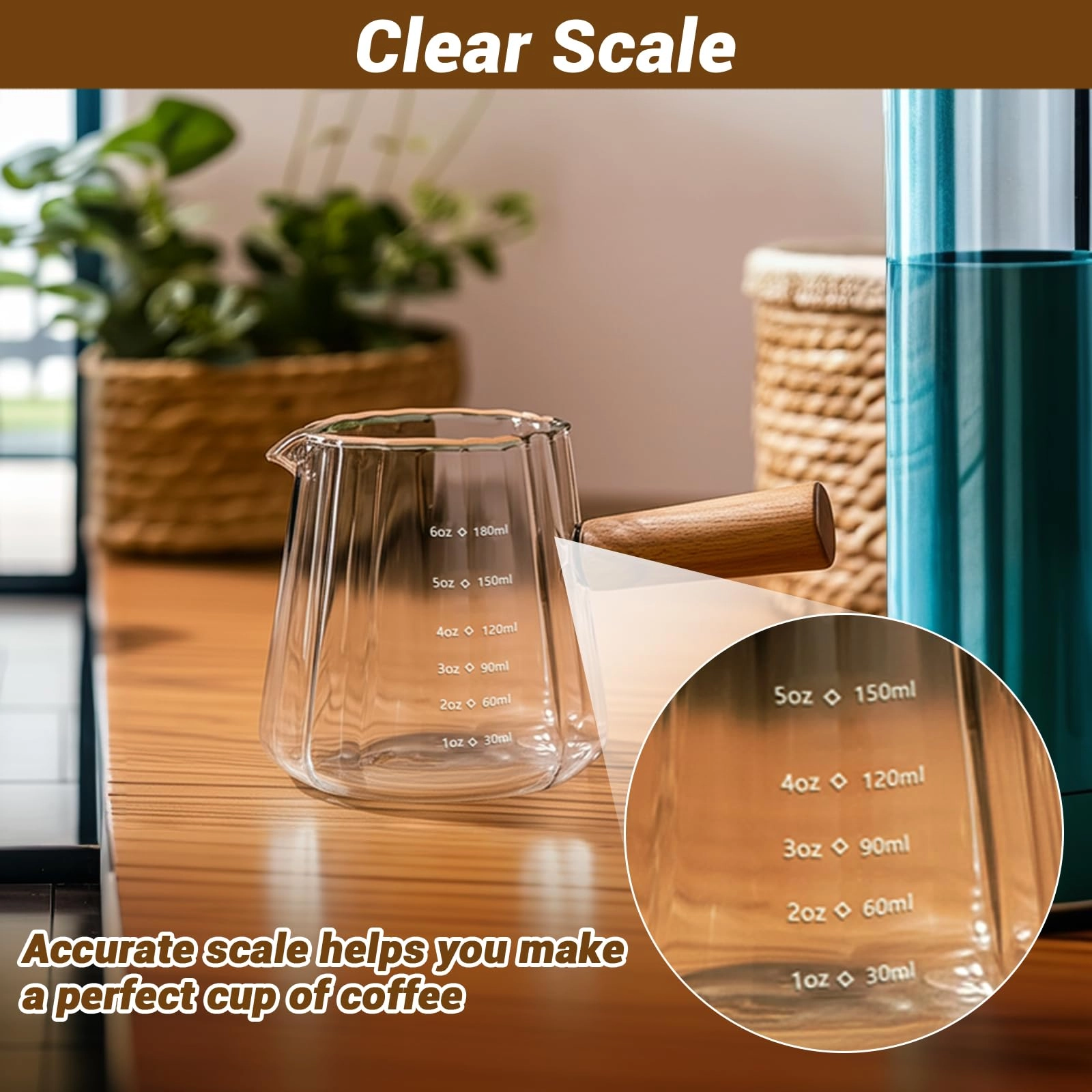 Espresso Measuring Cup - Wood Handle 180 ml