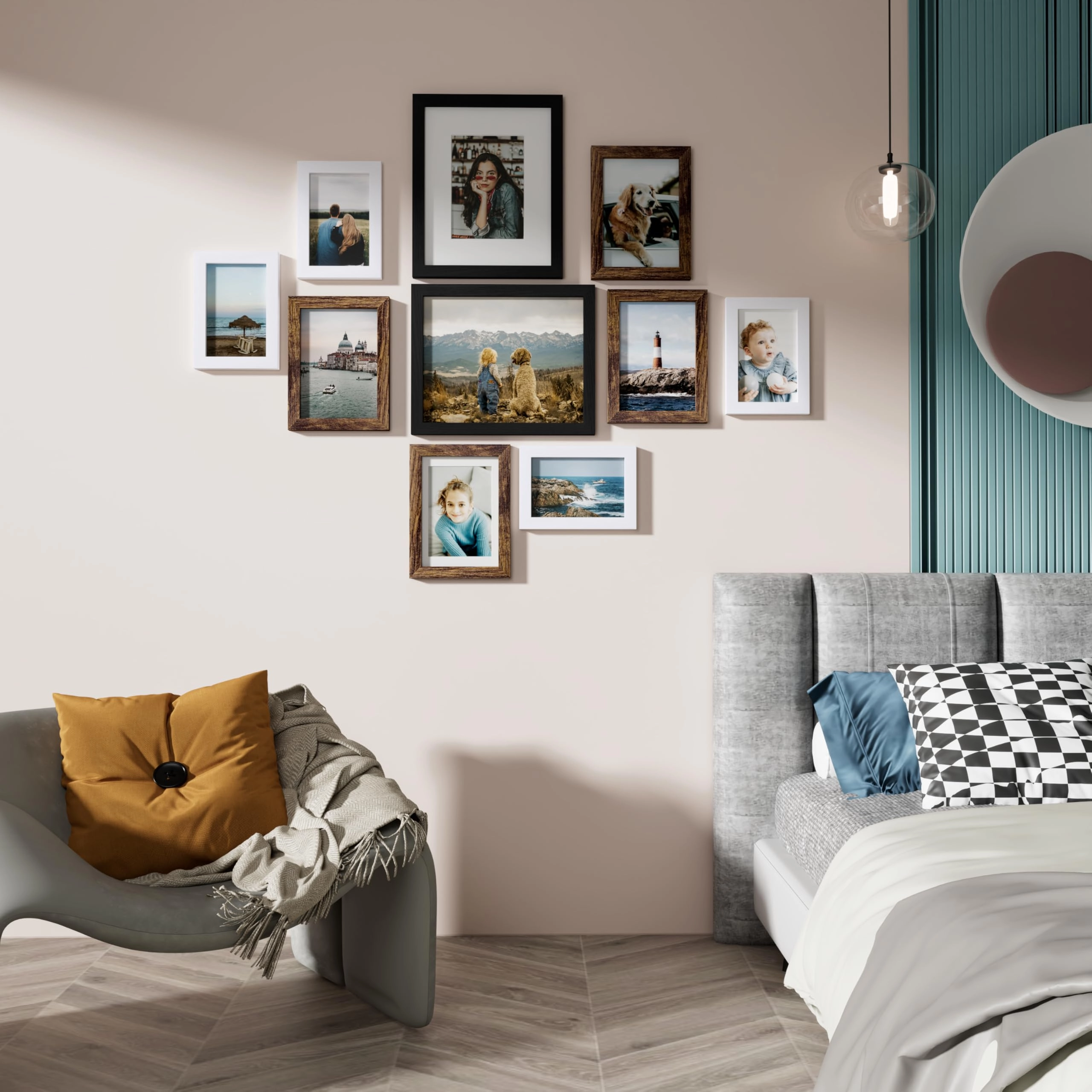 Picture Frames Set - 10 Pack Rustic Grey