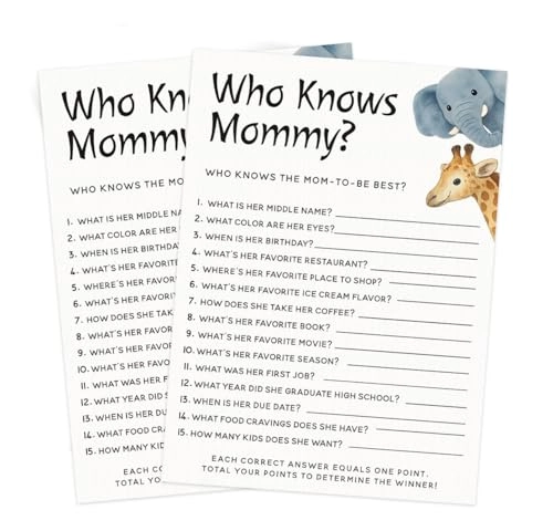 Safari Baby Shower Game Set - 60 pieces