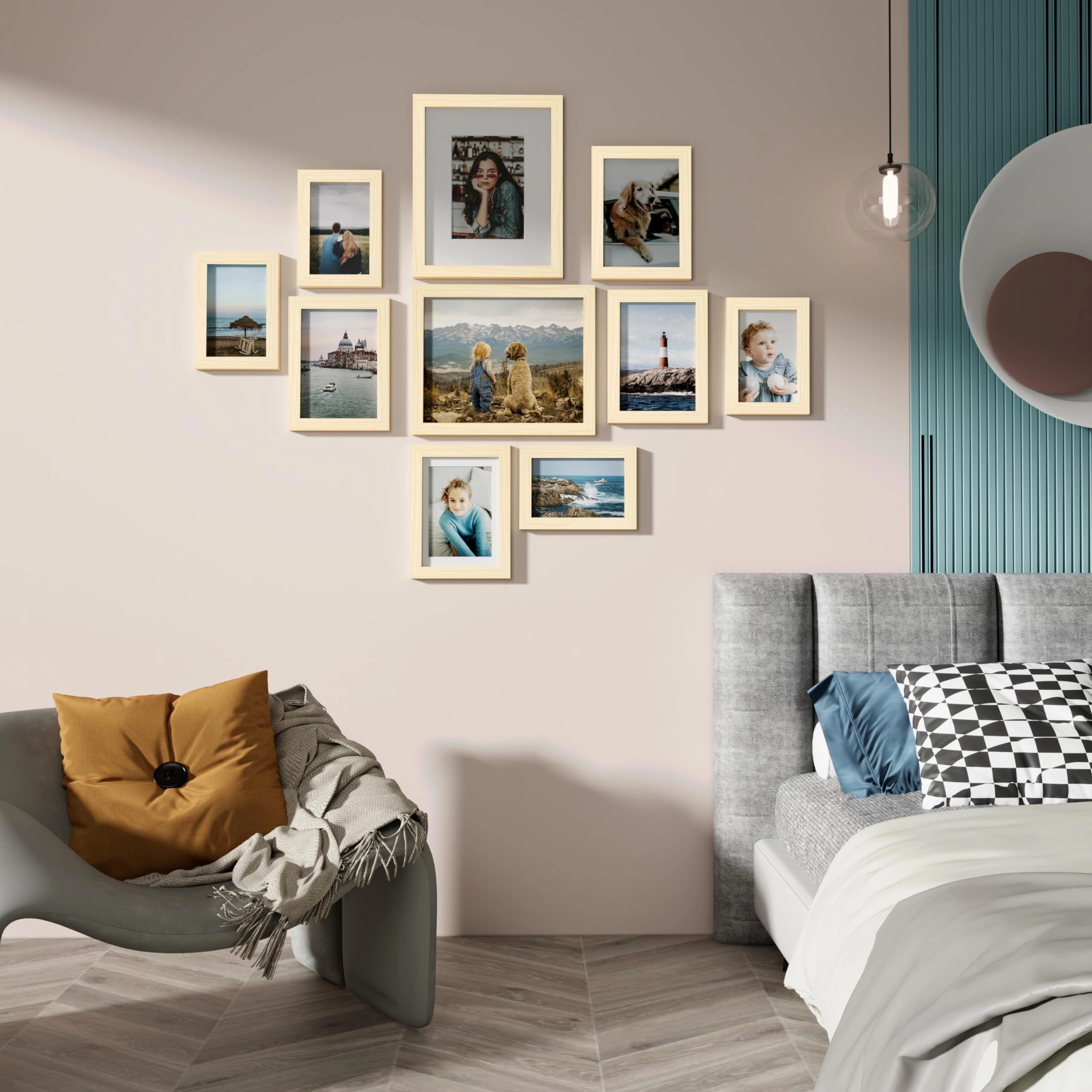 Picture Frames Set - 10 Pack Rustic Grey