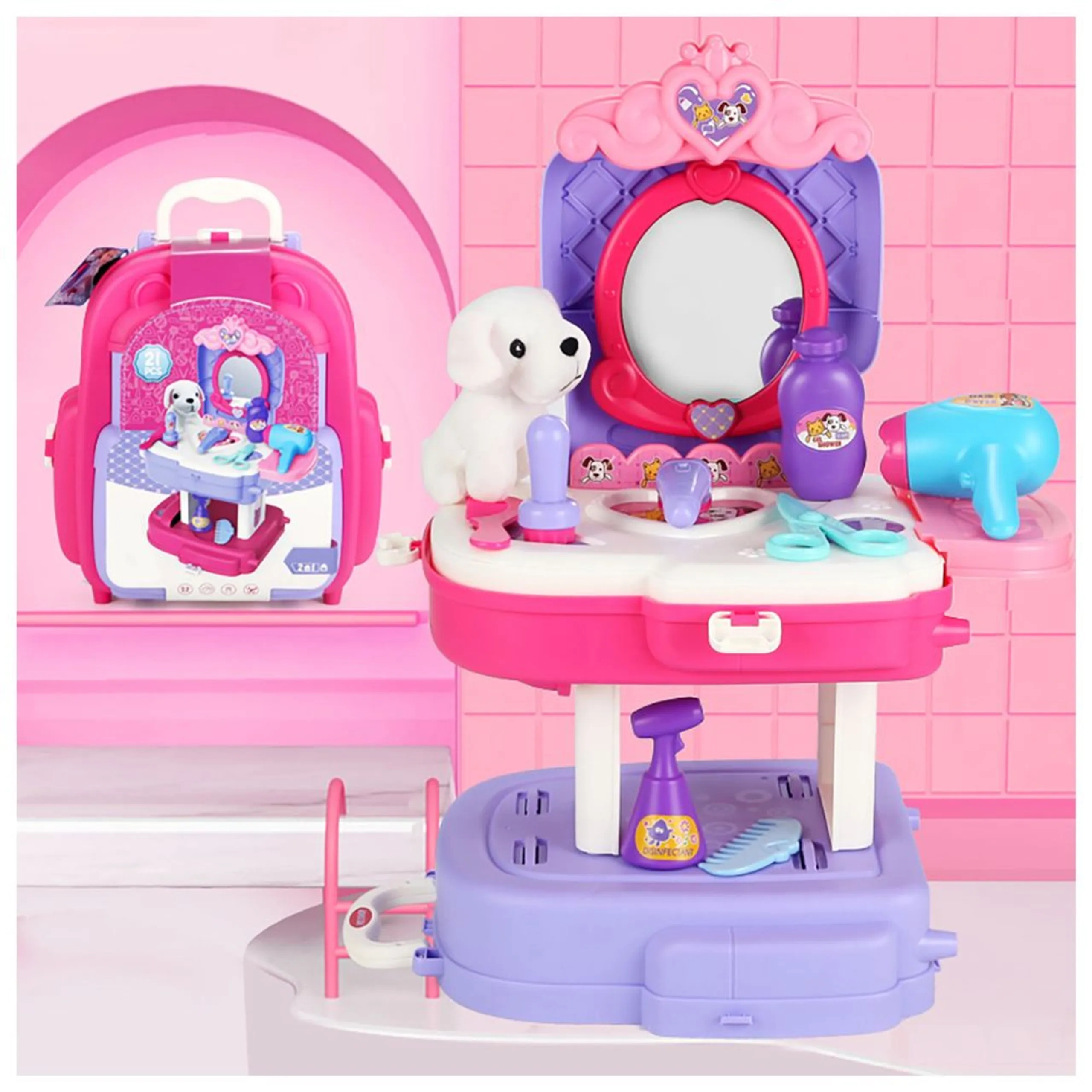 SAMBOX Animal Care Toy Set School Bag - 21pcs