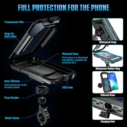 Universal Bike Phone Holder - 360° Rotatable Detachable Compatible with Phone 12 Pro/12/12 Mini