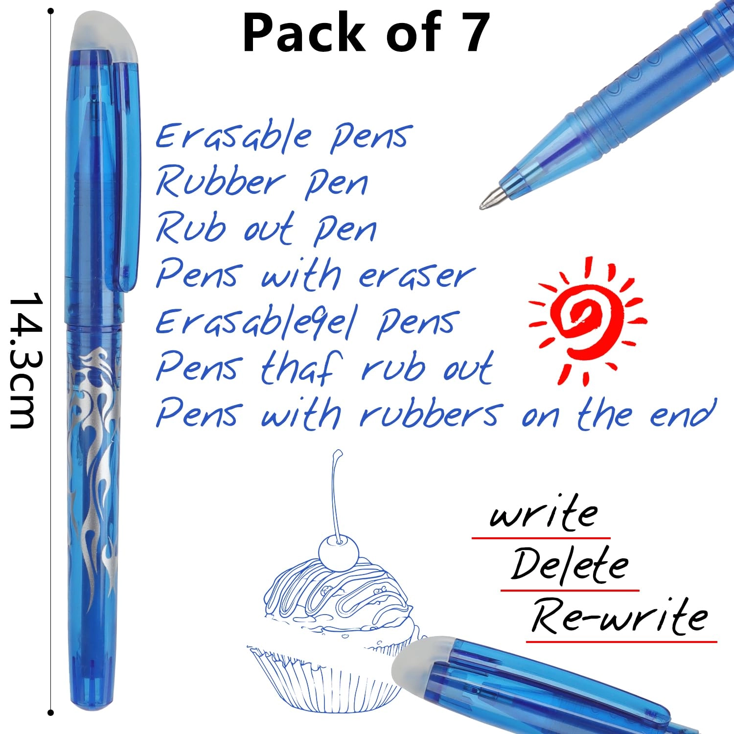 Erasable Gel Pens - 7PCS 0.5mm