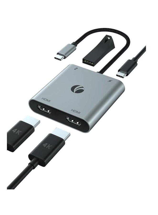 VCOM USB C to Dual HDMI Adapter - USB 2.0 4K@60Hz and Dual 4K@30Hz