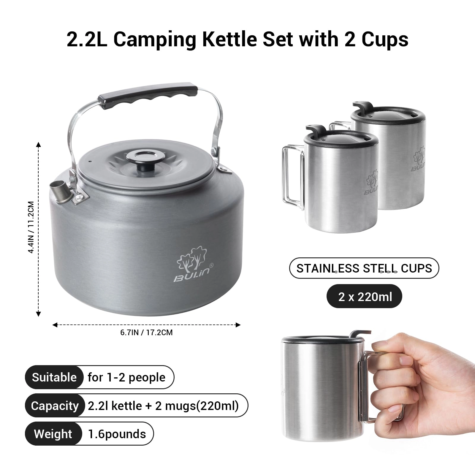 Camping Kettle - 1 Count 2.2L