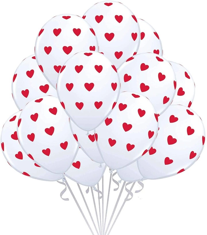 Party Time Trading LLC Gold Hearts Design Latex Balloon - 12-Pieces Valentine's Day