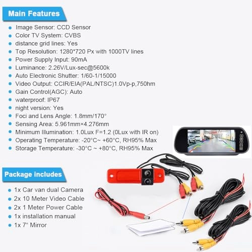 HD Brake Light Reversing Camera - 628x586 pixels