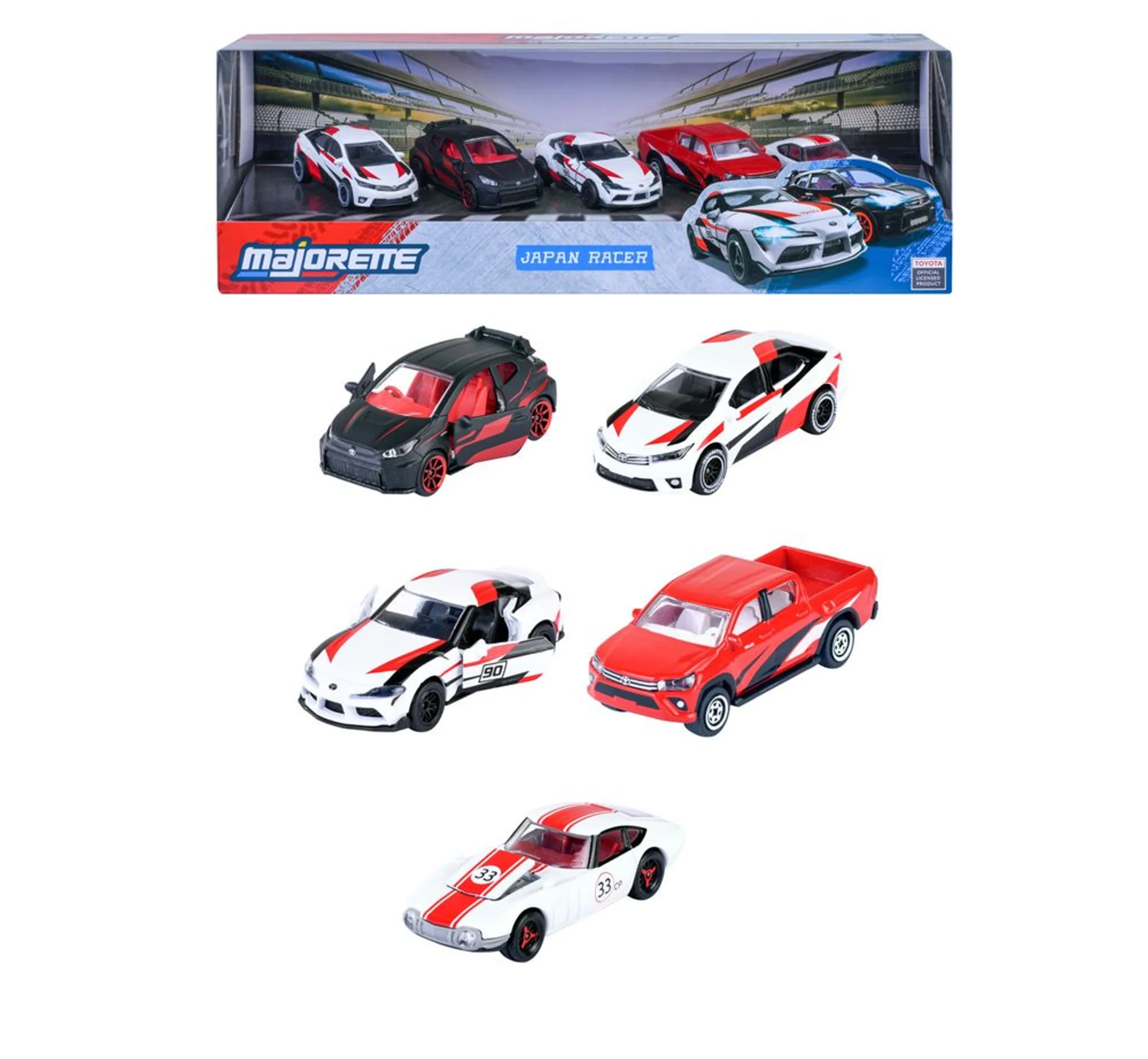 Majorette 2000 GT + Hilux Revo + GR Supra SZ-R + Corolla Altis + GRMN Yaris - 5 pcs