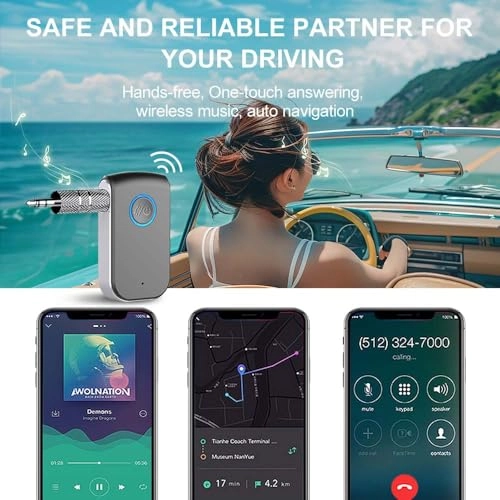 Bluetooth AUX Adapter - Bluetooth 5.0 3.5mm Built-in battery