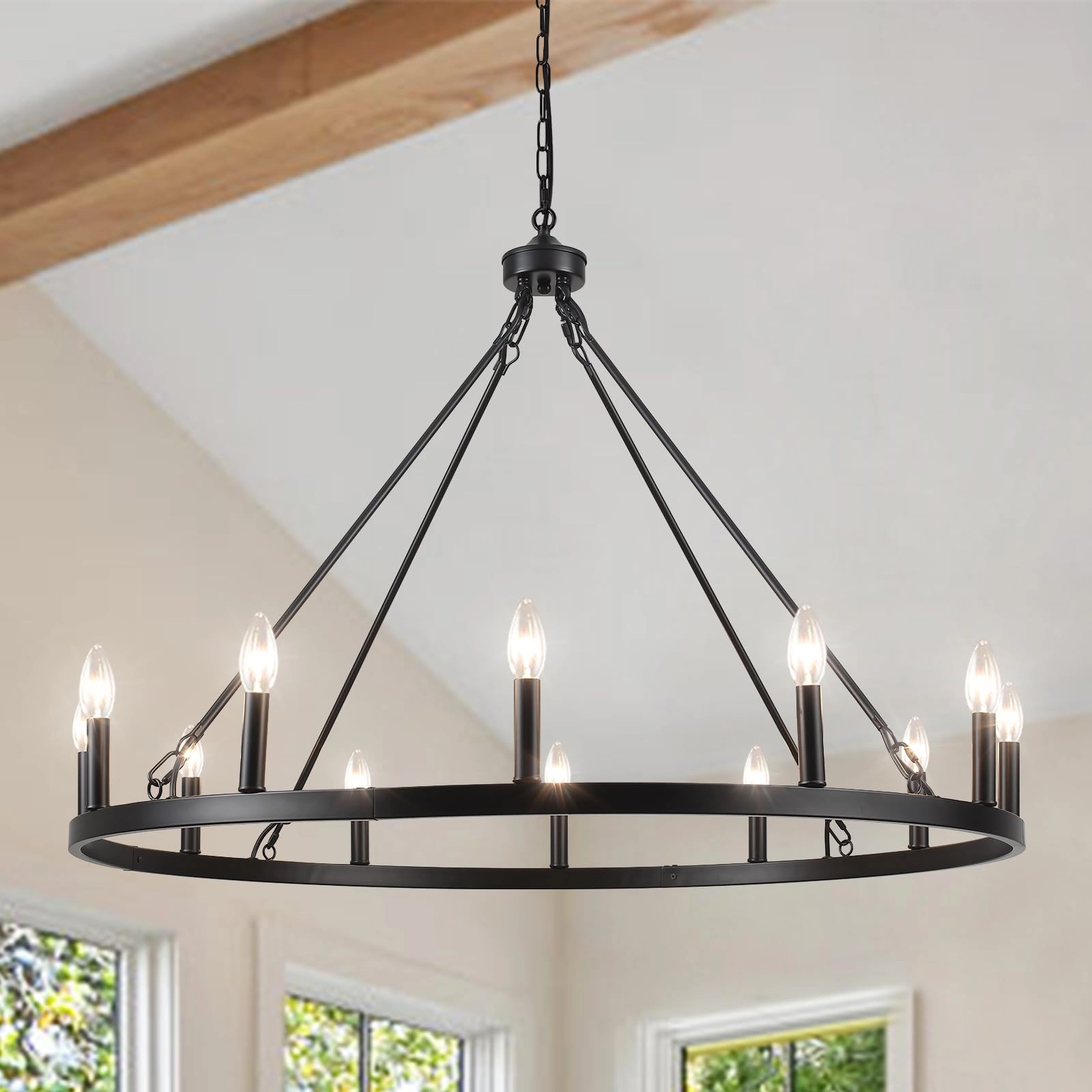 MRHYSWD Wagon Wheel Chandelier - 31.49 to 90.55inch