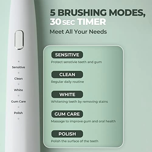 Azure - 5 Cleaning Modes 2 Brush Heads Rechargeable