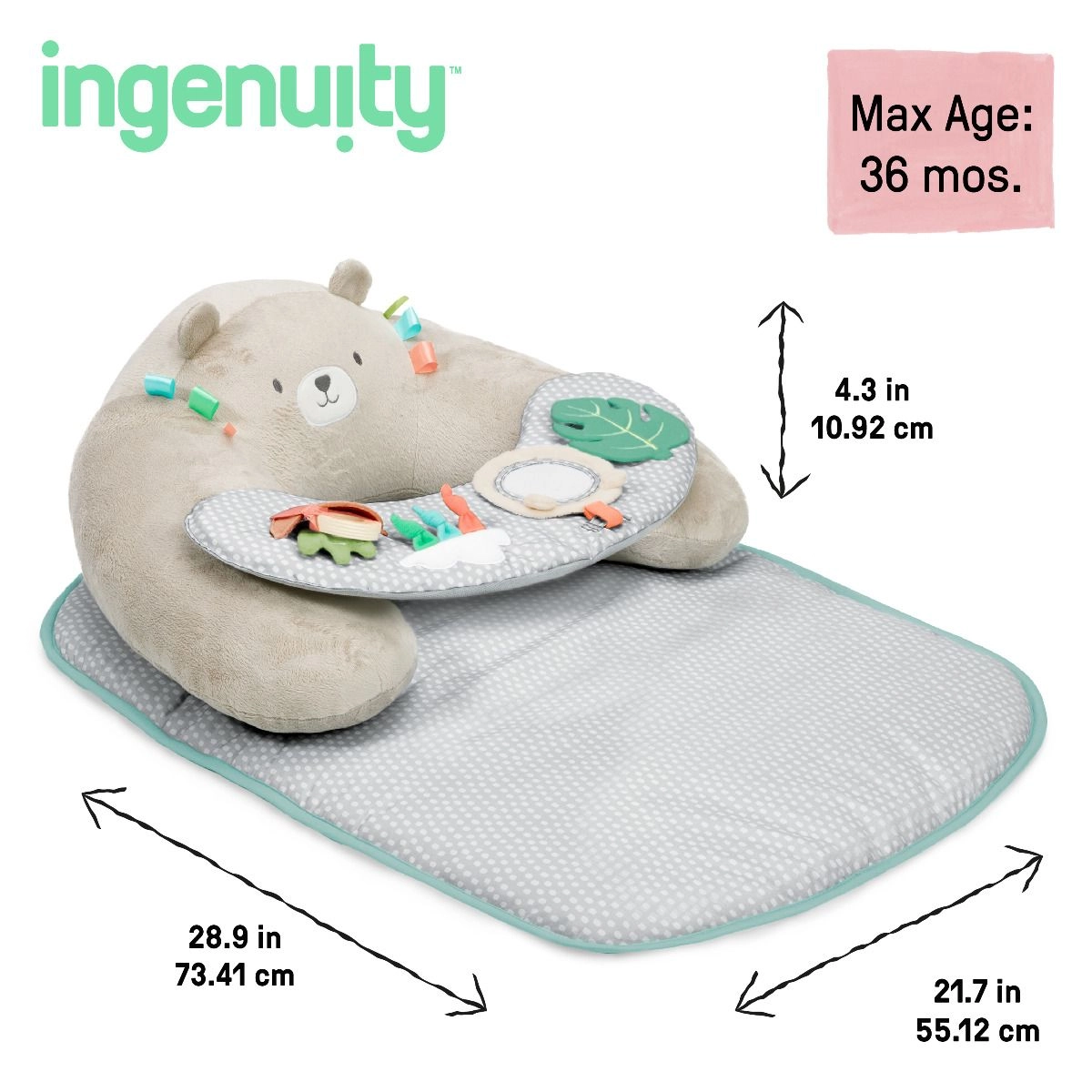 Cozy Prop Sit Up & Activity Mat - Nate the Bear Suitable for 0 month and above