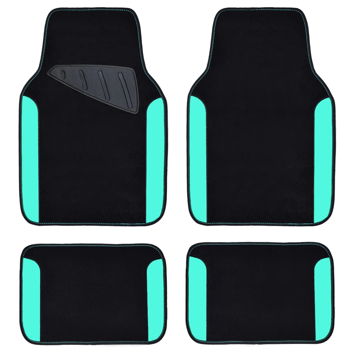 Universal Fit Car Floor Mats - Set of 4pcs Black and Burgundy
