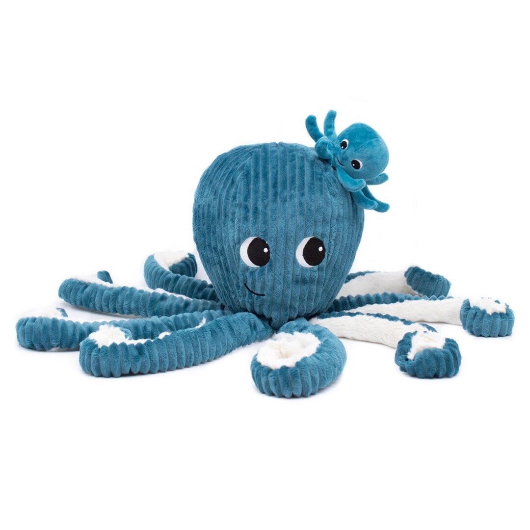 SKME TRADING Filou the Octopus 45 cm Plush - Mom & Baby Blue