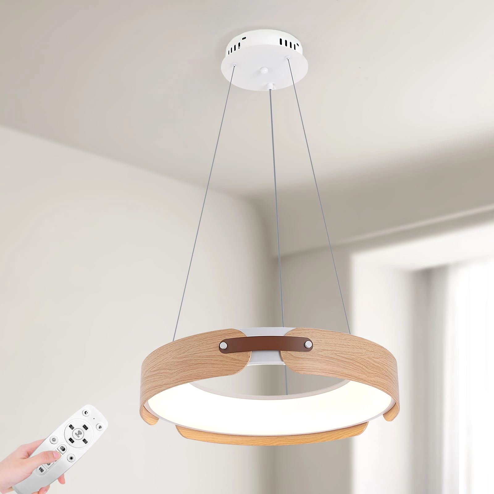 Round LED Chandelier - 3000K–6000K Dimmable