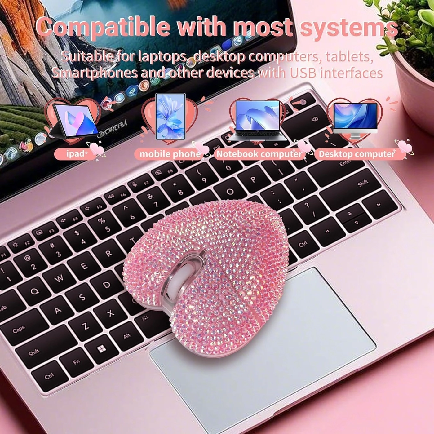 Heart-Shaped Wireless Mouse - Bluetooth USB