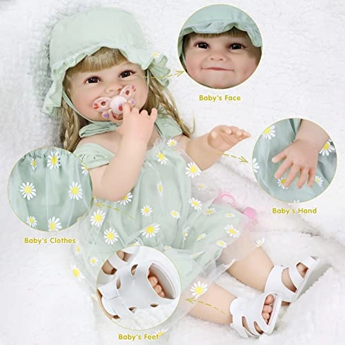 Reborn Baby Doll - 22 Inch Silicone Blonde Ages 3+ Gift Set