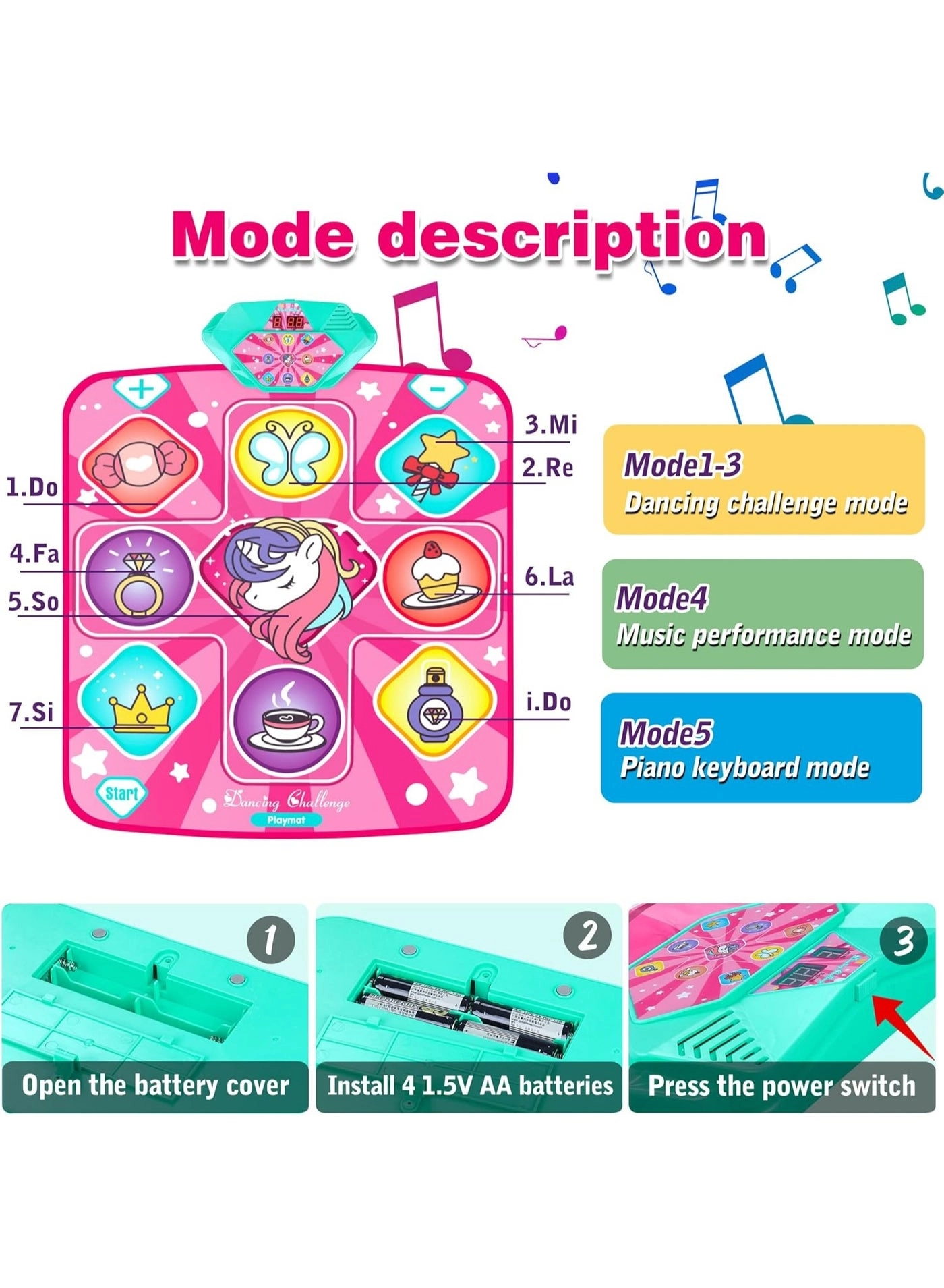 Meetion Unicorn Dance Mat - 3-12 Years Old