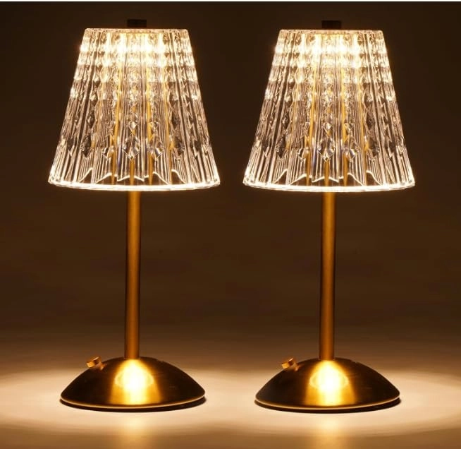 QING PU2021 Cordless Touch Table Lamp - Rechargeable 3 Colors Dimmable Silver