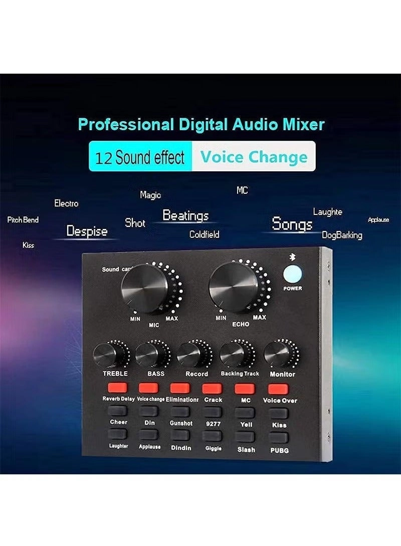 V8 Sound Card - Bluetooth Mixer Board Voice Changer
