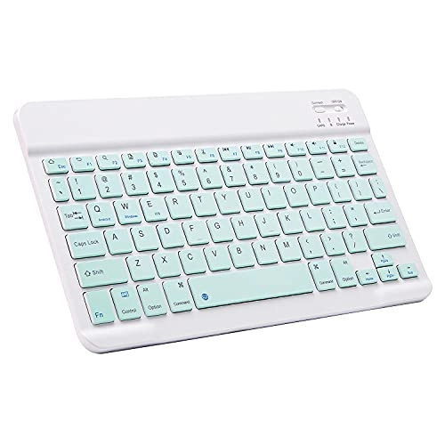 Xukinroy Ultra-Slim Bluetooth Keyboard - 10 inch White Rechargeable for iPad iPhone Samsung Tablet Smartphone