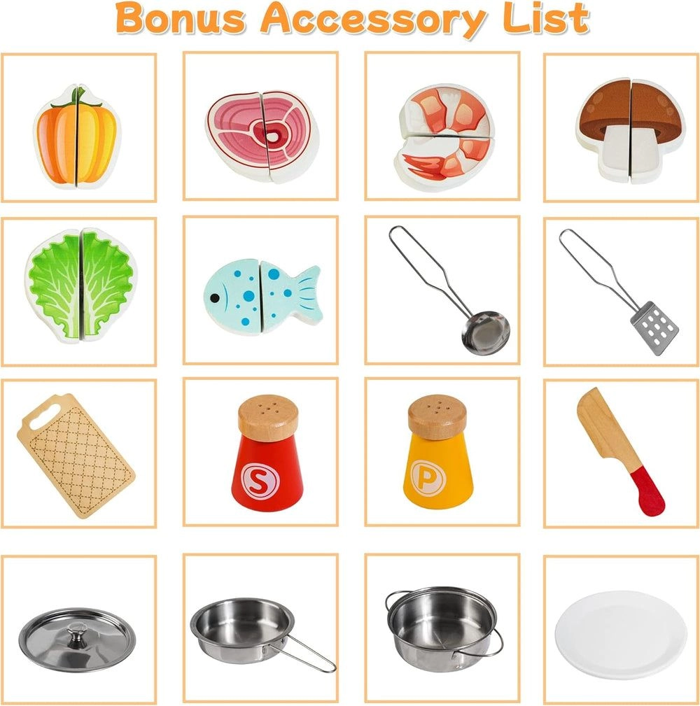 Luxury Kids Wooden Play Kitchen Set (5551007-BL-20131)