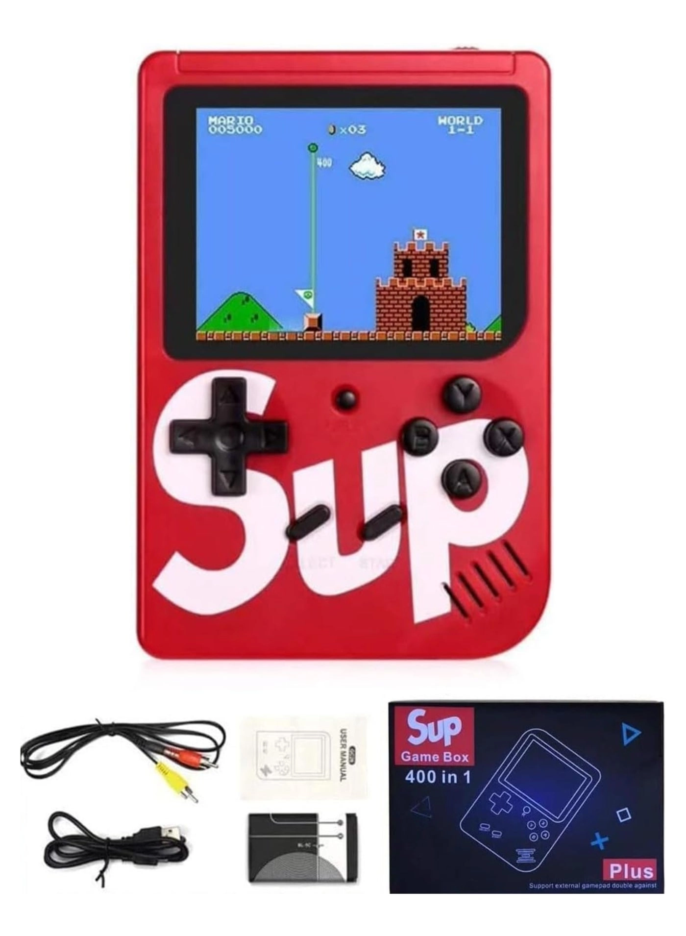 Handheld Game Console - 400 Built-in Games 3-Inch Color Screen Rechargeable Battery