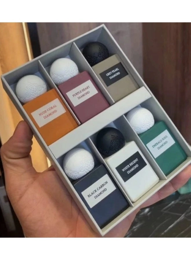 Black Carbon Diamond - 10ml Eau de Parfum + Emerald Soul Diamond + Gray Pearl Diamond + White Regent Diamond + Purple Heart Diamond + Nude Coral Diamond