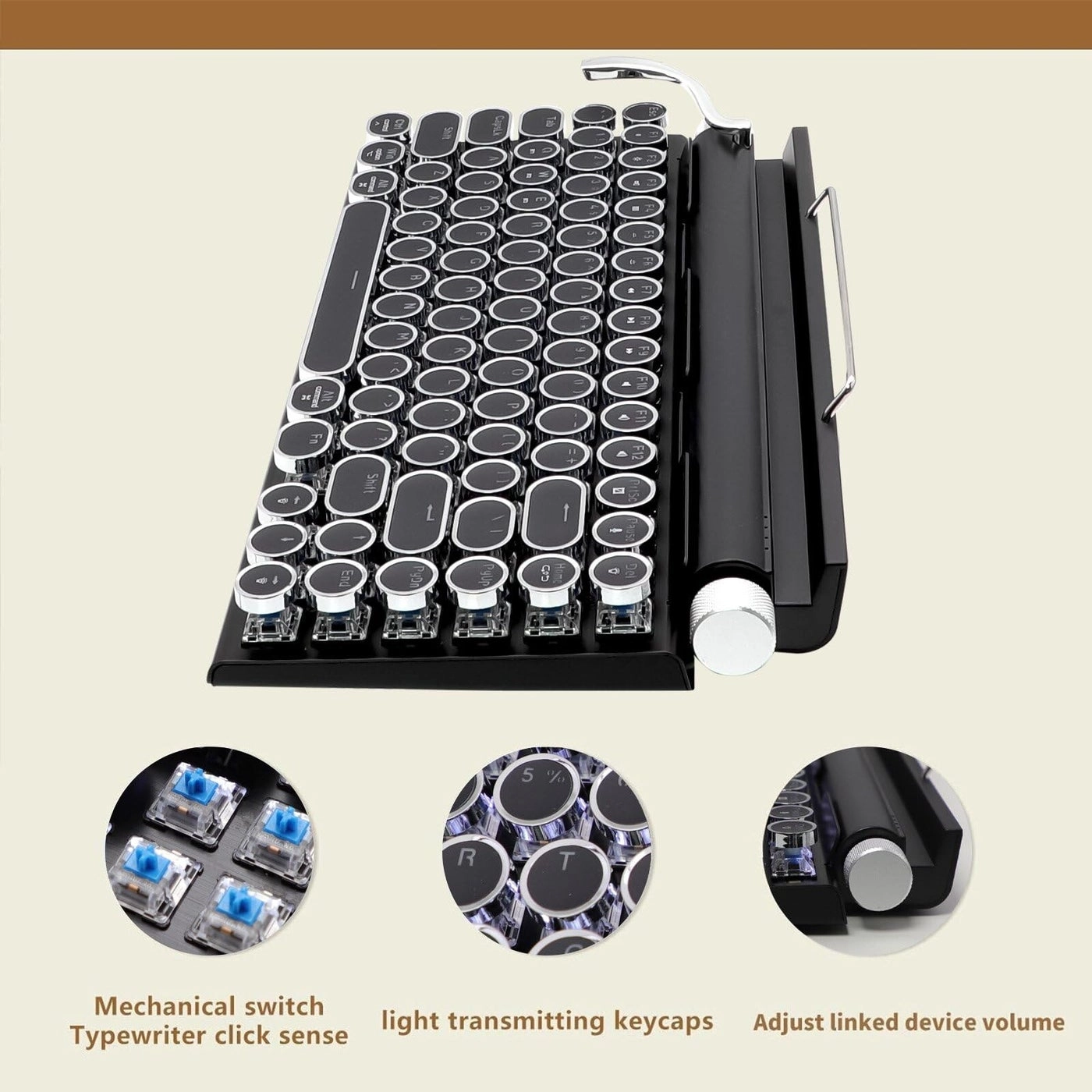 LED Backlit Retro Mechanical Keyboard - Bluetooth
