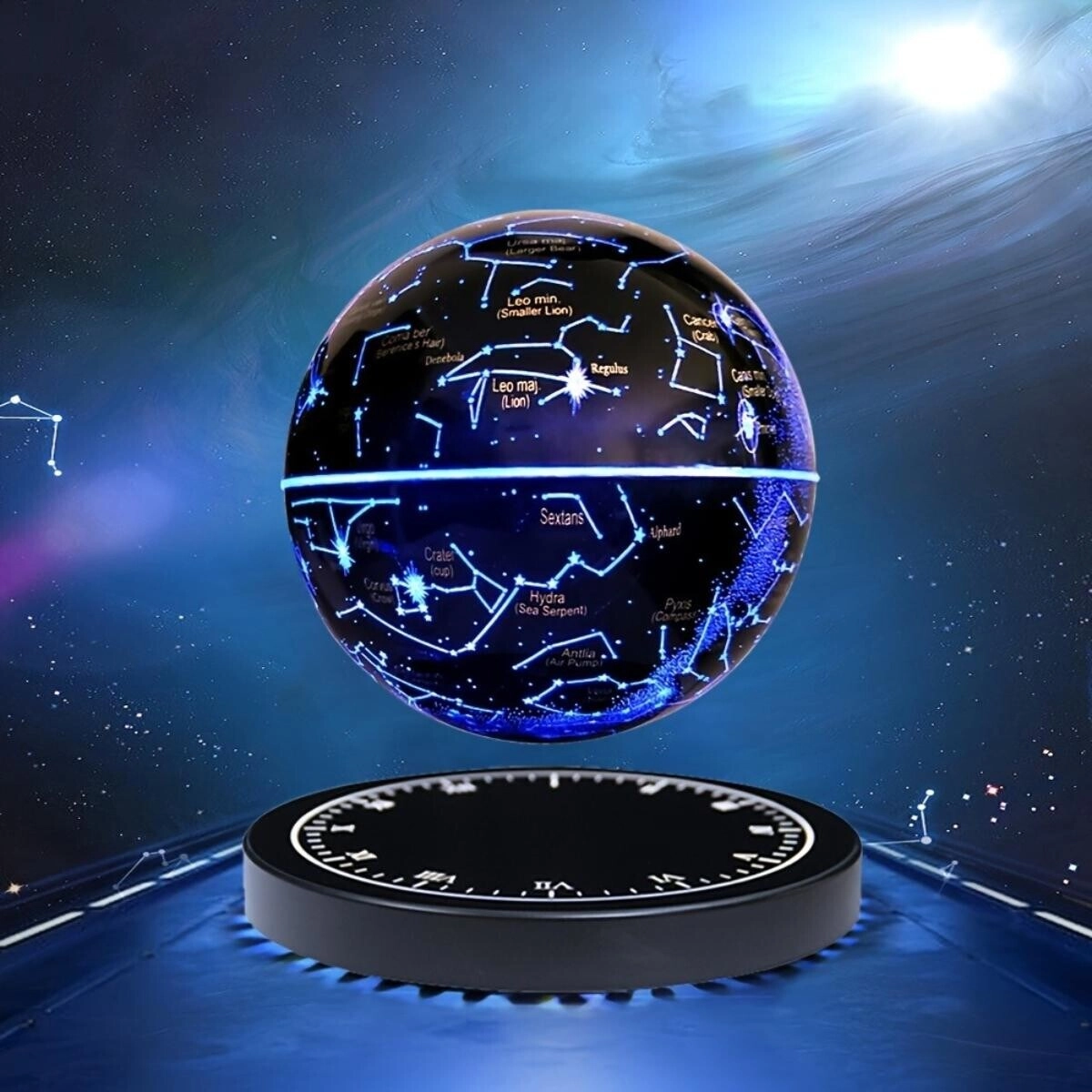 Levitating Starry Globe Lamp - Magnetic Base Touch Control Wireless Charging