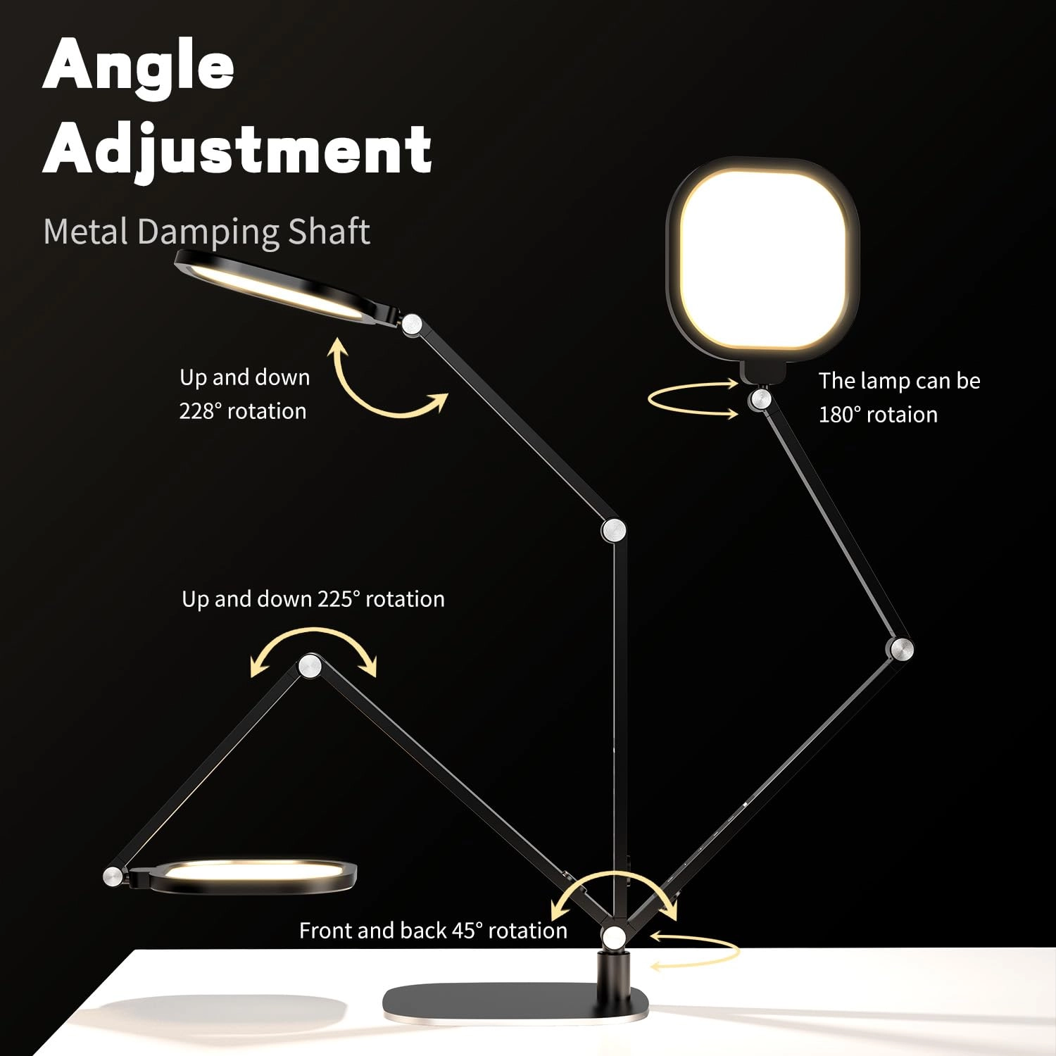 LED Desk Lamp - Dimmable Soft Diffused Light Adjustable Metal Swing Arm